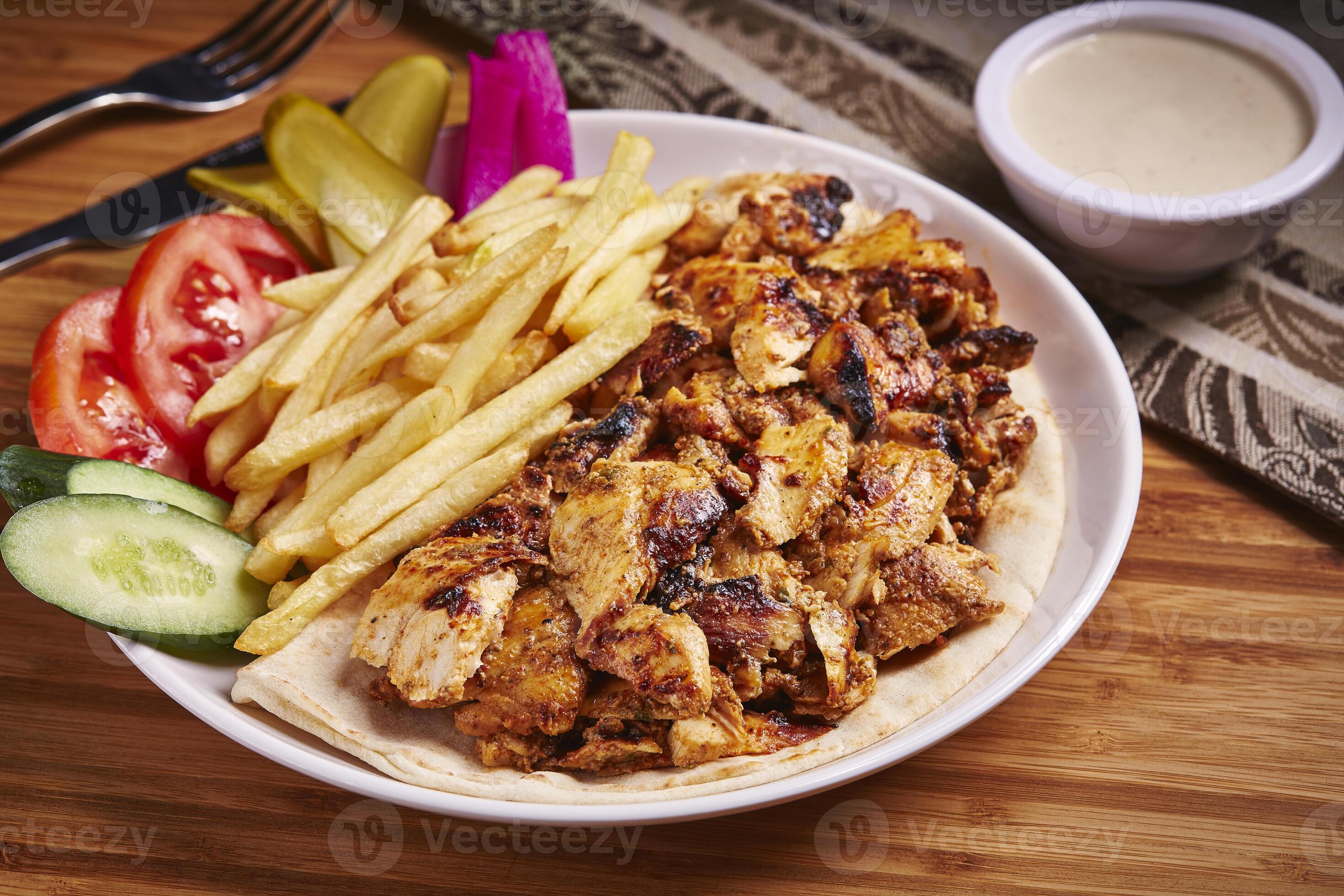 Plat chawarma et escalope grillé