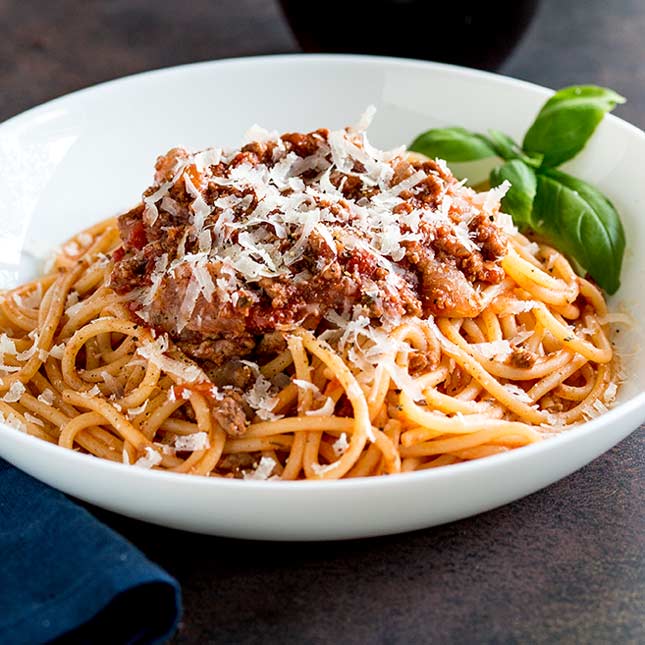 spaghetti bolognese + kafteji